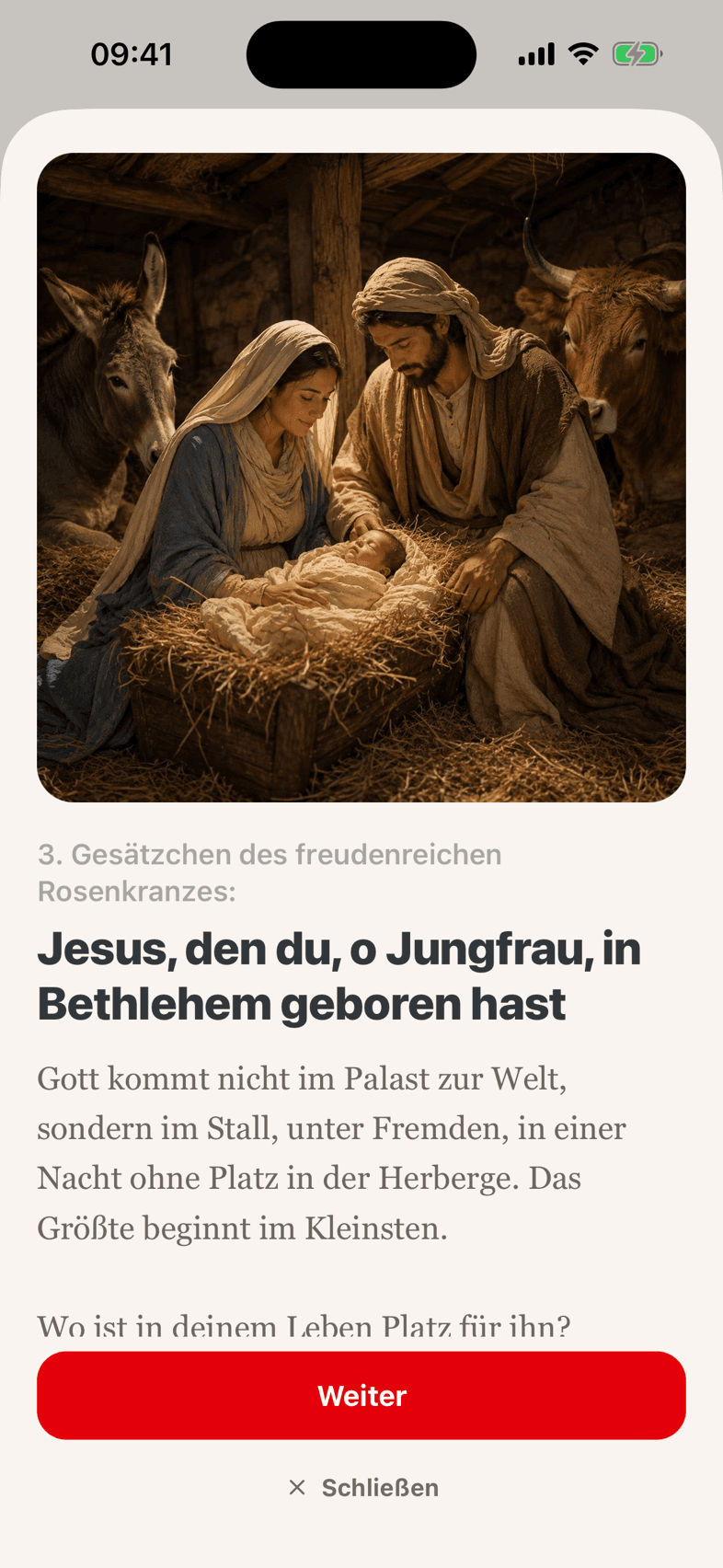 Das Blatt vor dem Beten mit Andachtsbild und Einführungstext