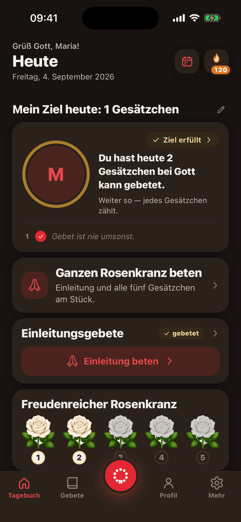 Farbwelt Rot, dunkler Modus